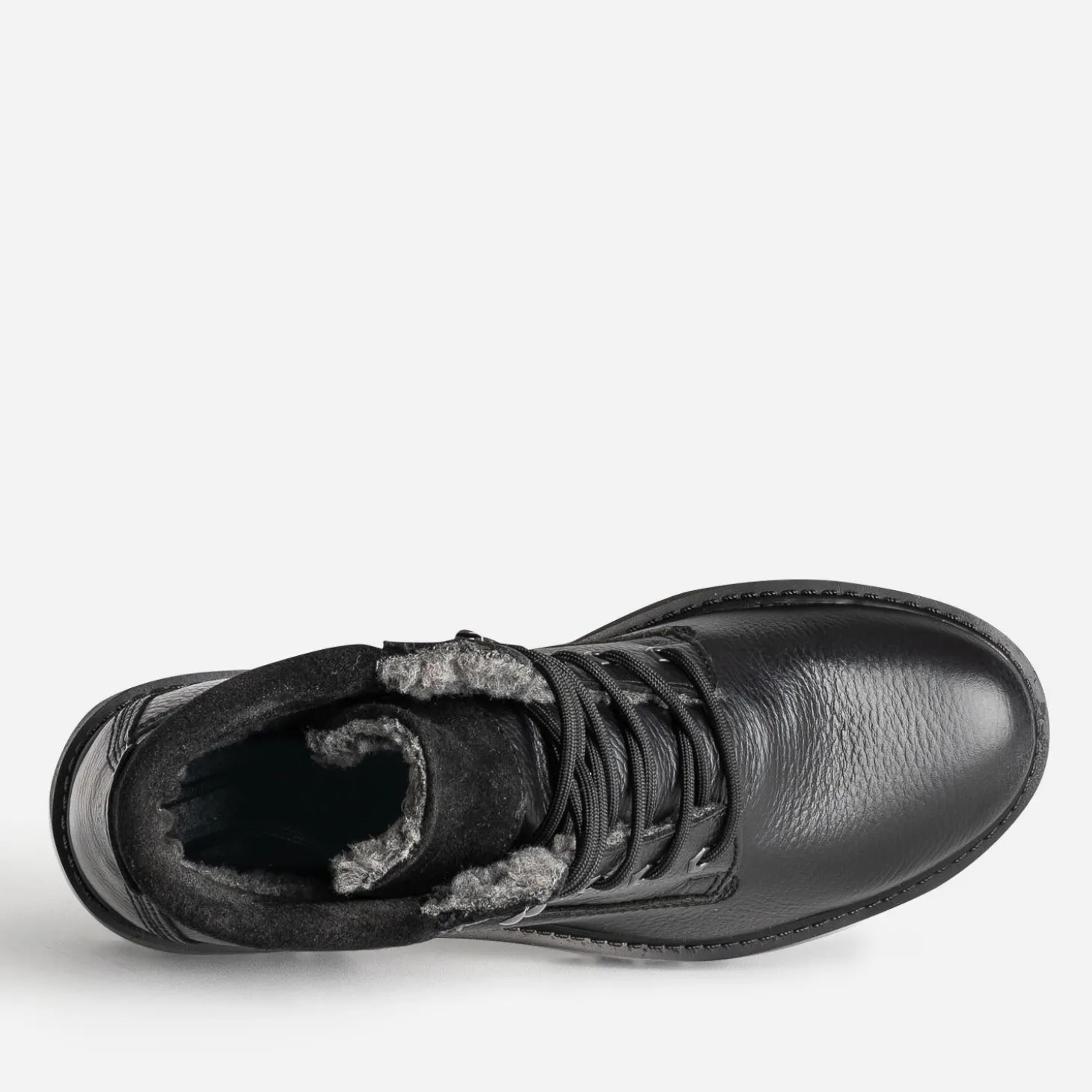 Boots à lacet noir cuir fourré