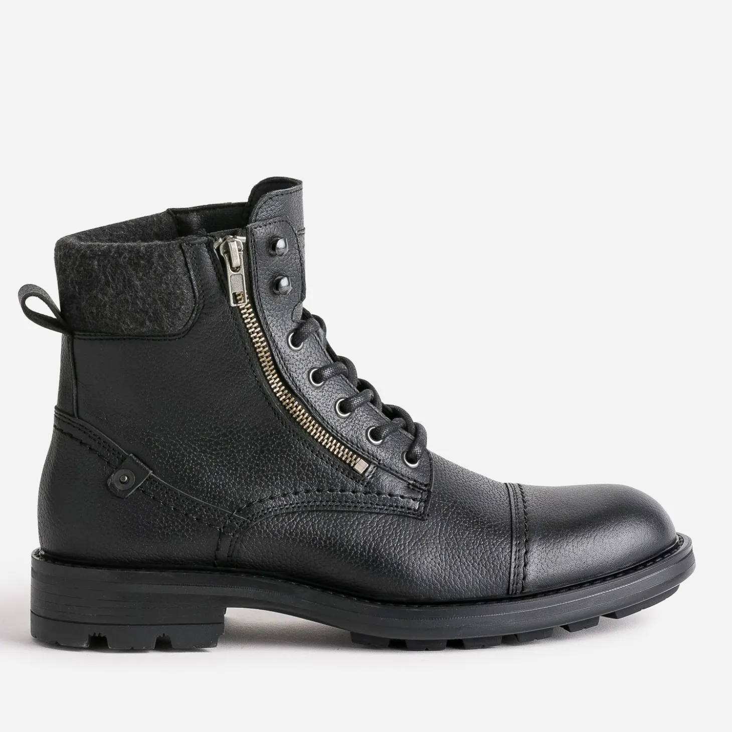 Boots à lacet noir en cuir