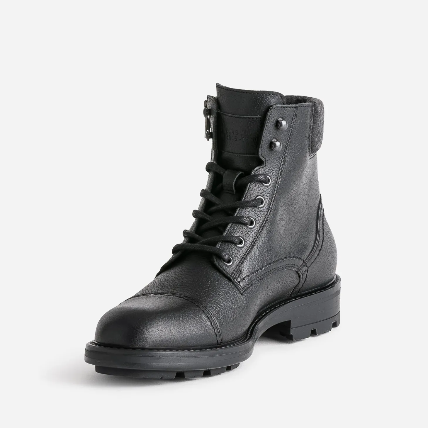 Boots à lacet noir en cuir