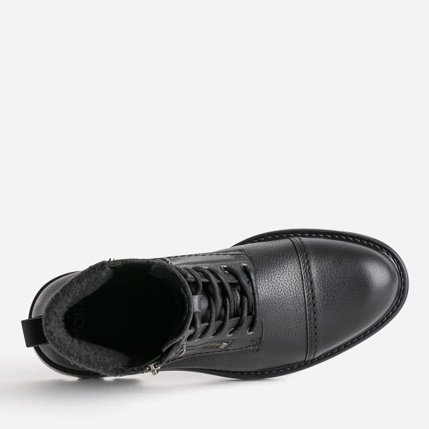 Boots à lacet noir en cuir
