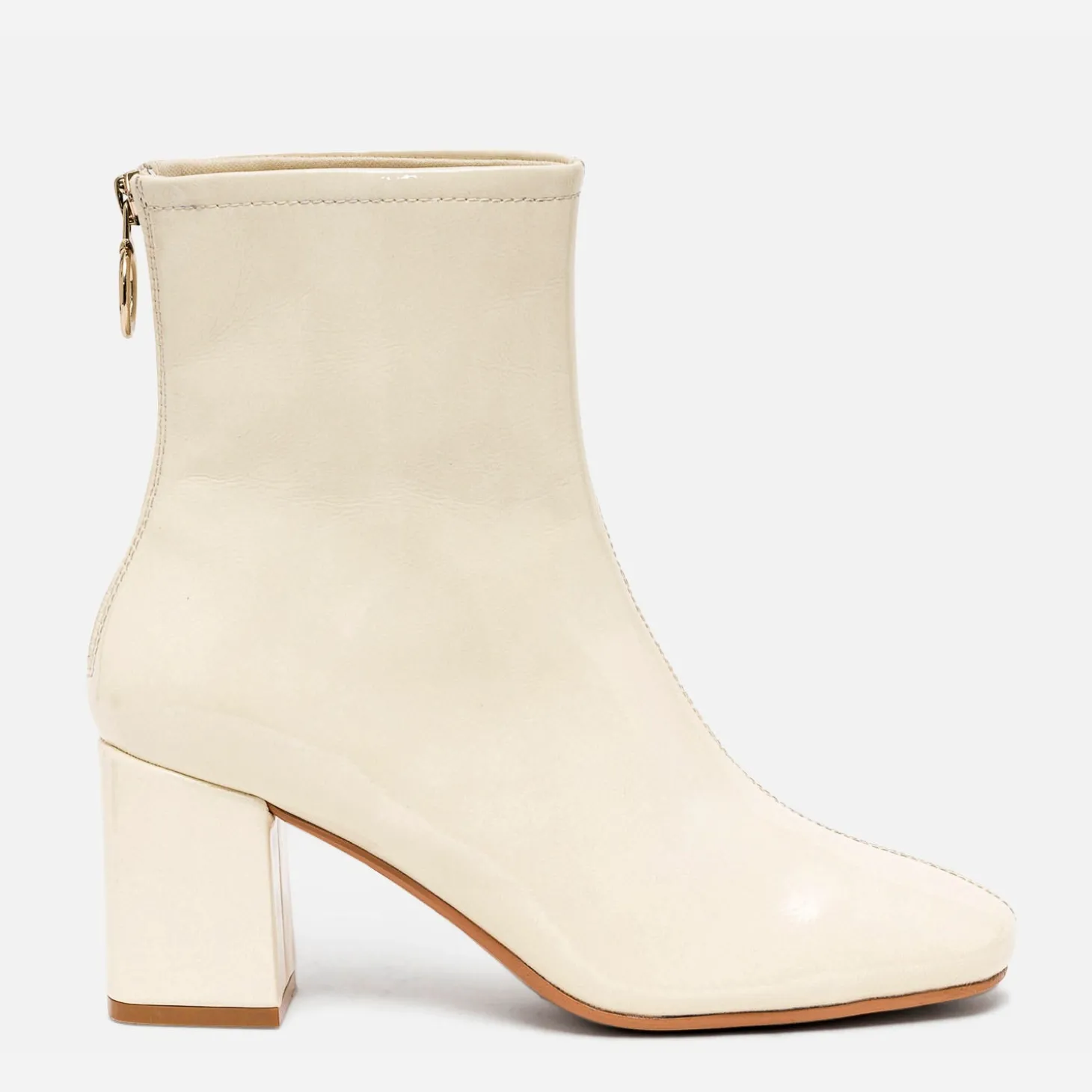 Boots blanc cassé verni à zip arrière