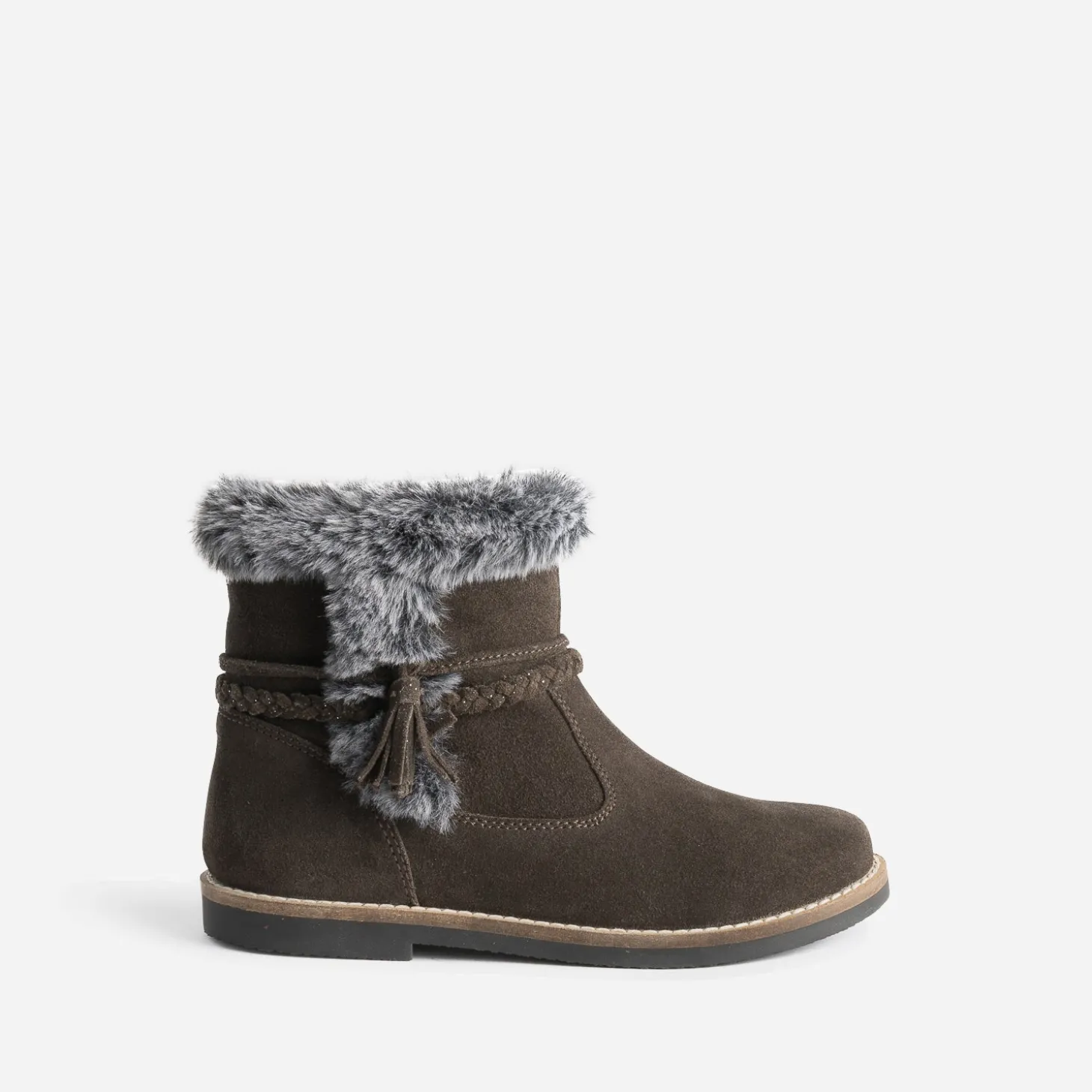 Boots BUGGY marron cuir velours à bord fourré