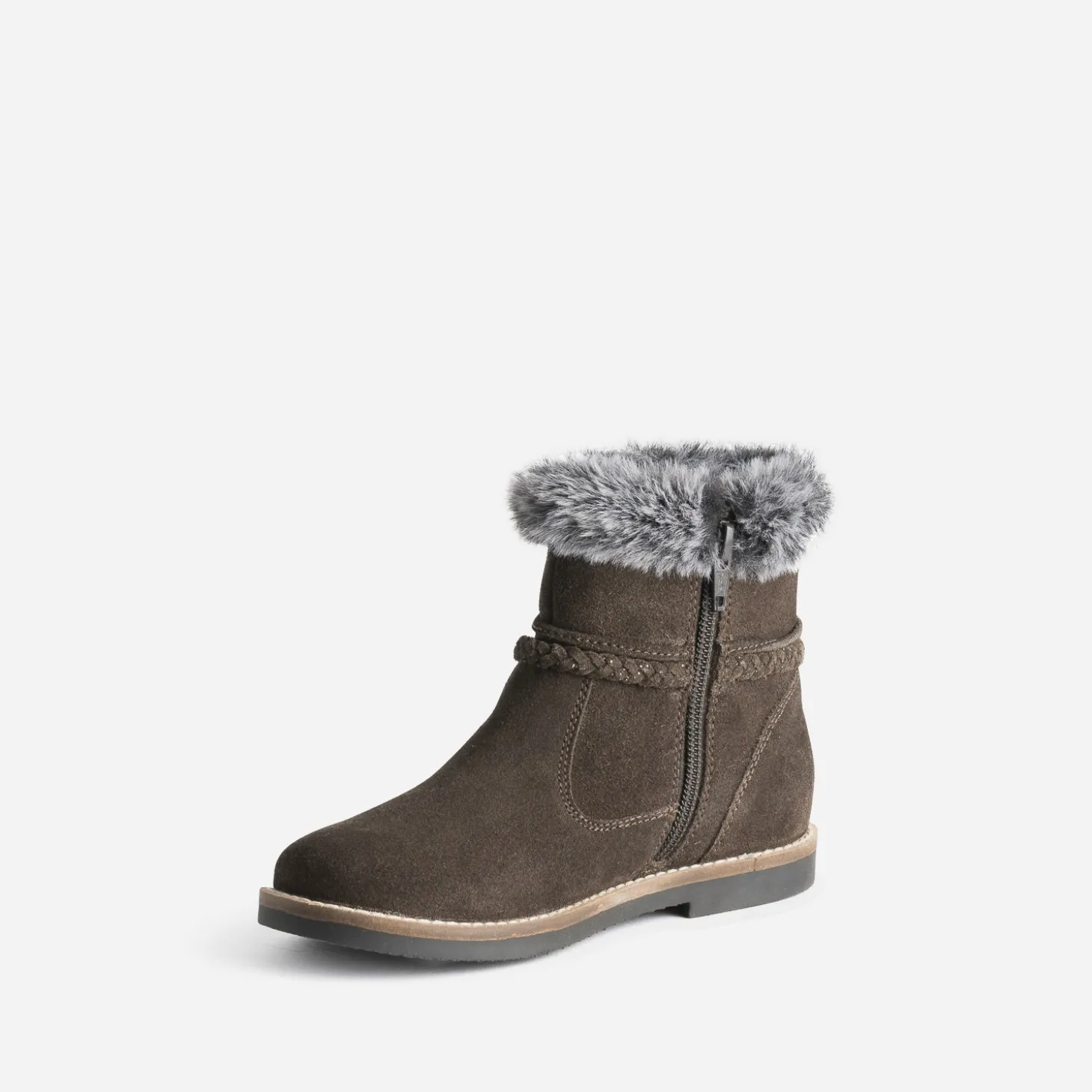 Boots BUGGY marron cuir velours à bord fourré