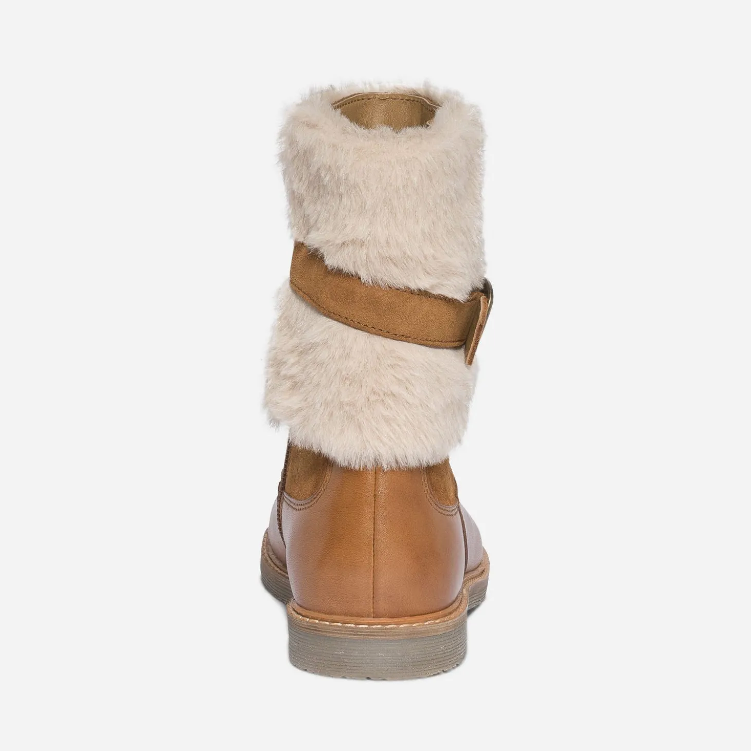 Boots camel en cuir avec empiècement amovible