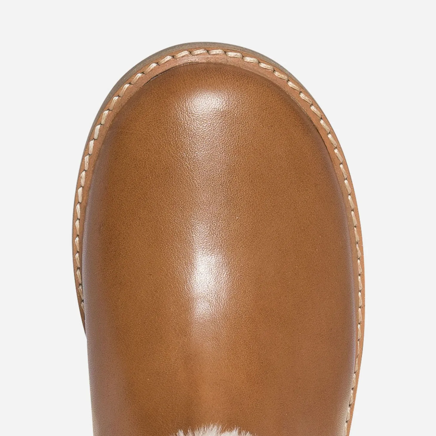 Boots camel en cuir avec empiècement amovible
