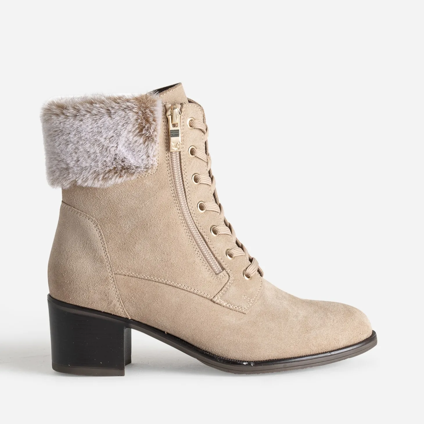 Boots CAPRICE beige cuir velours
