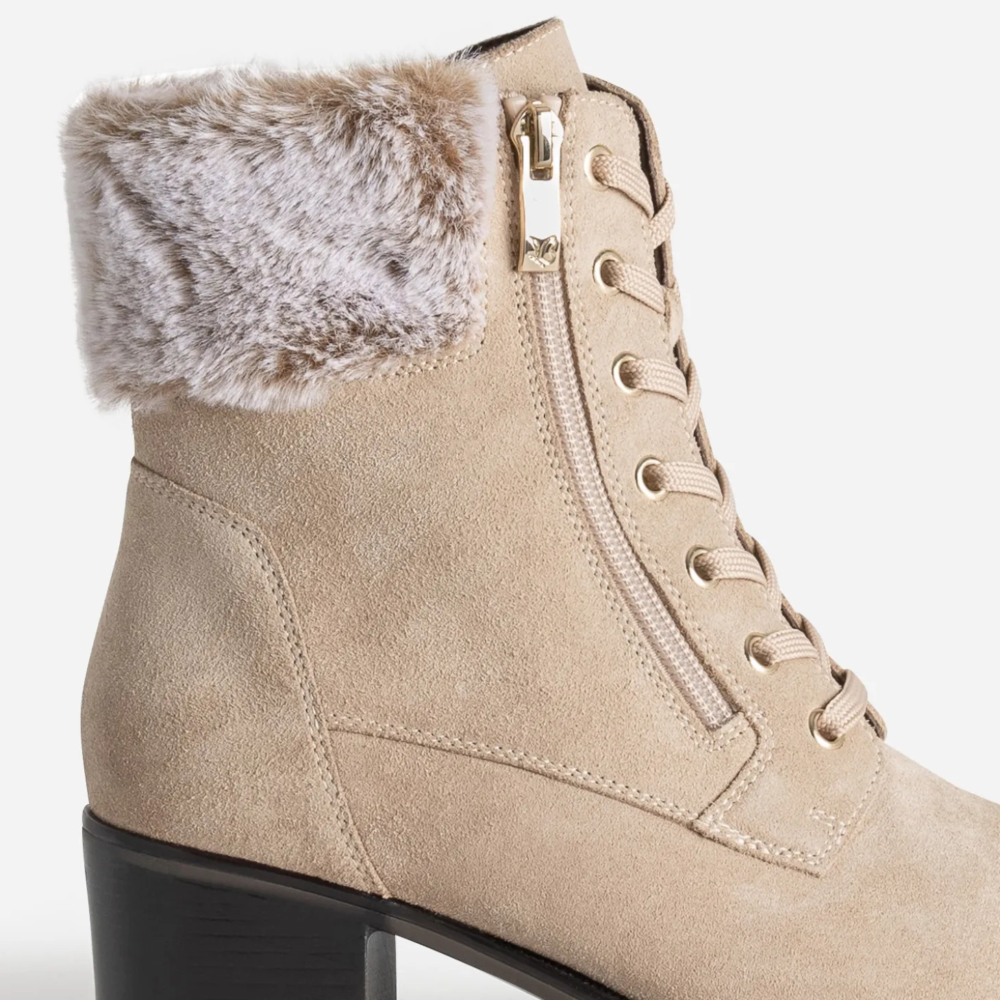 Boots CAPRICE beige cuir velours