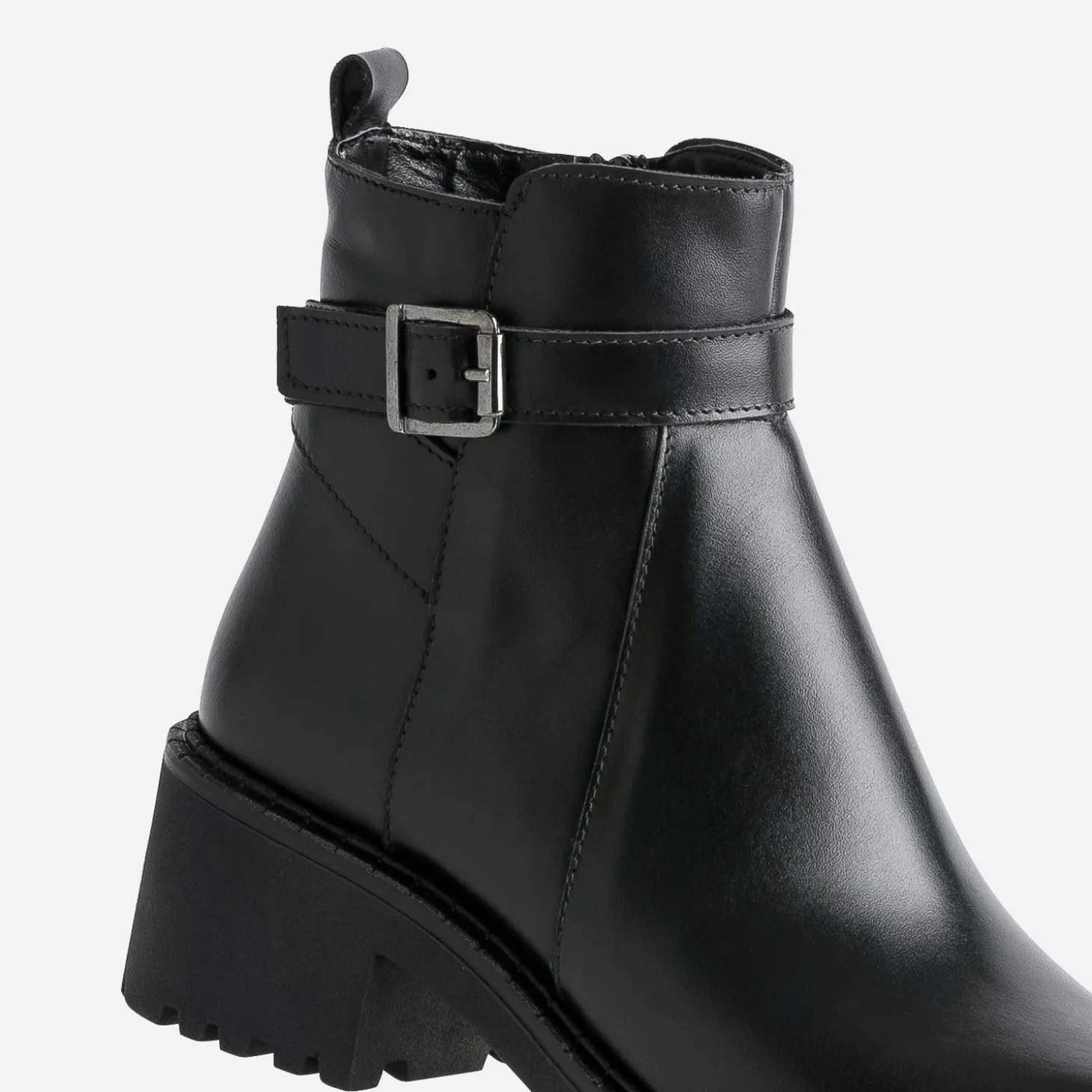 Boots éco-conçu noir cuir à semelle crantée