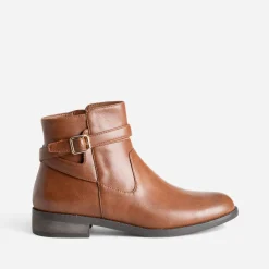 Boots cognac avec bride cheville