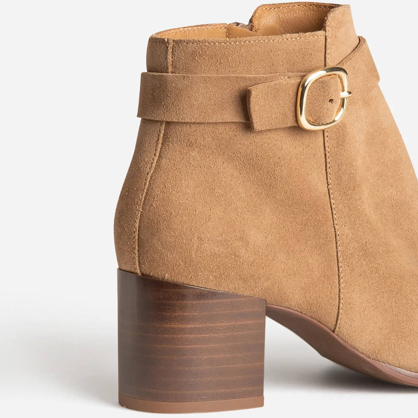 Boots ERAM FLEX beige en cuir velours