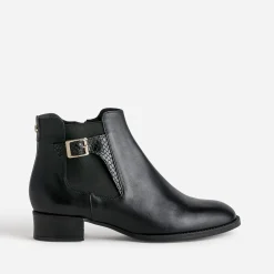 Boots ERAM FLEX noir en cuir détail embossé