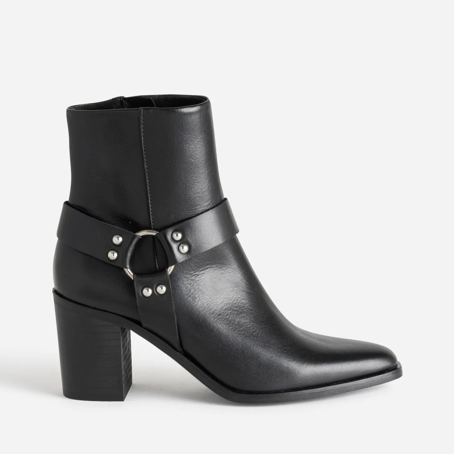 Boots motard TEXTO à talon noir en cuir