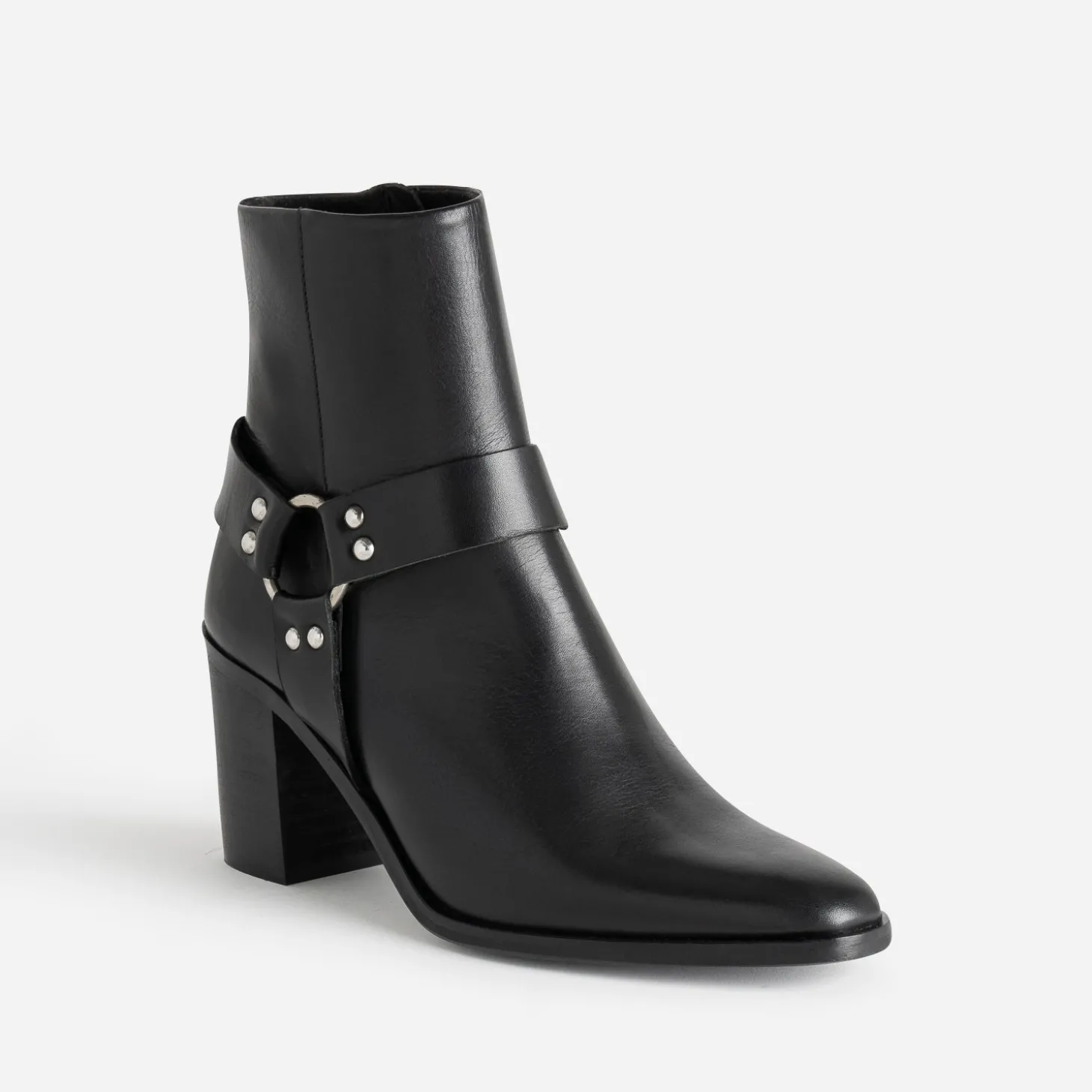 Boots motard TEXTO à talon noir en cuir