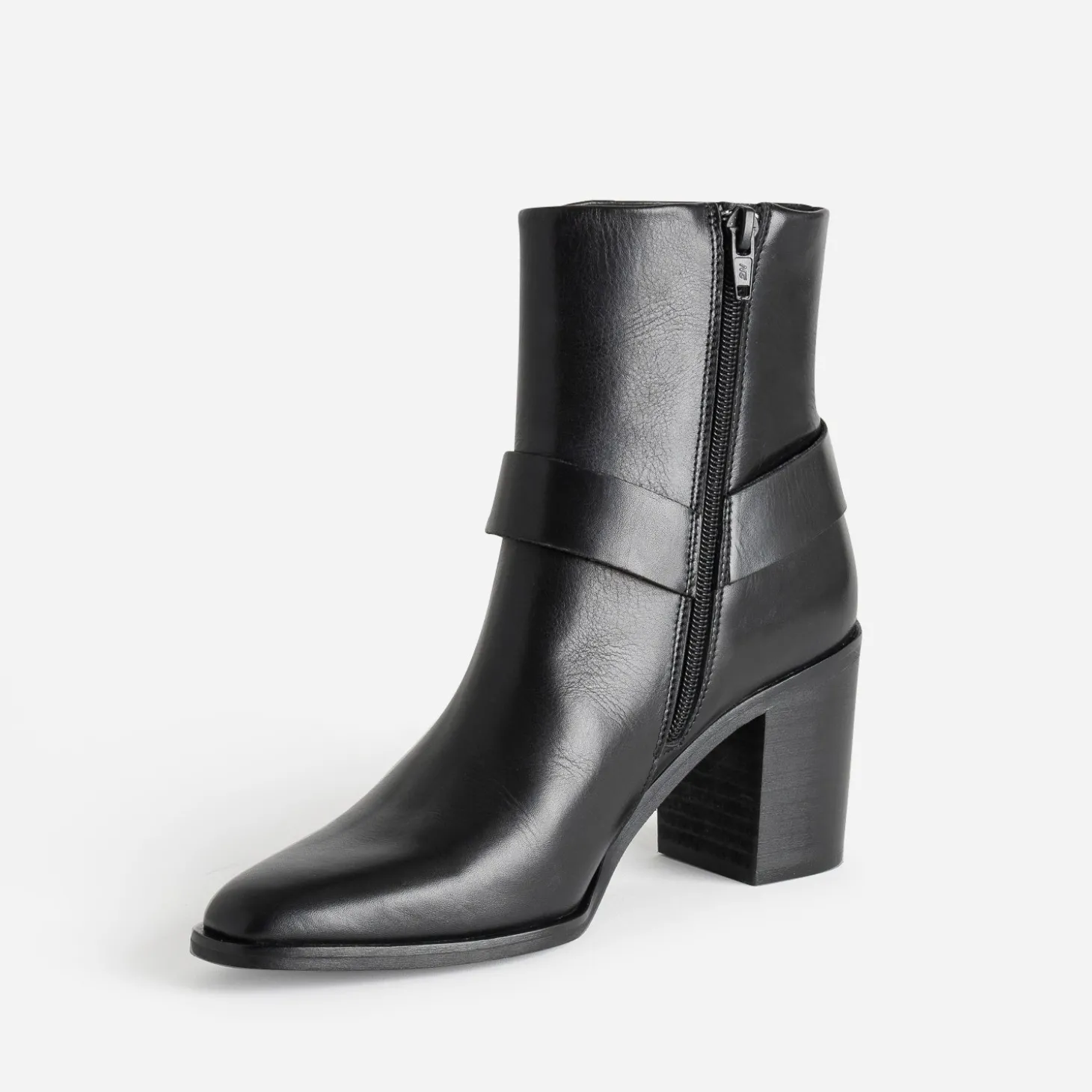 Boots motard TEXTO à talon noir en cuir