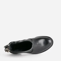 Boots noir cuir décor foulard