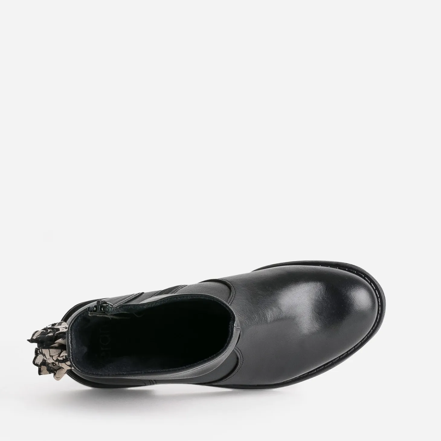 Boots noir cuir décor foulard