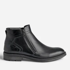 Boots noir en cuir à double zip