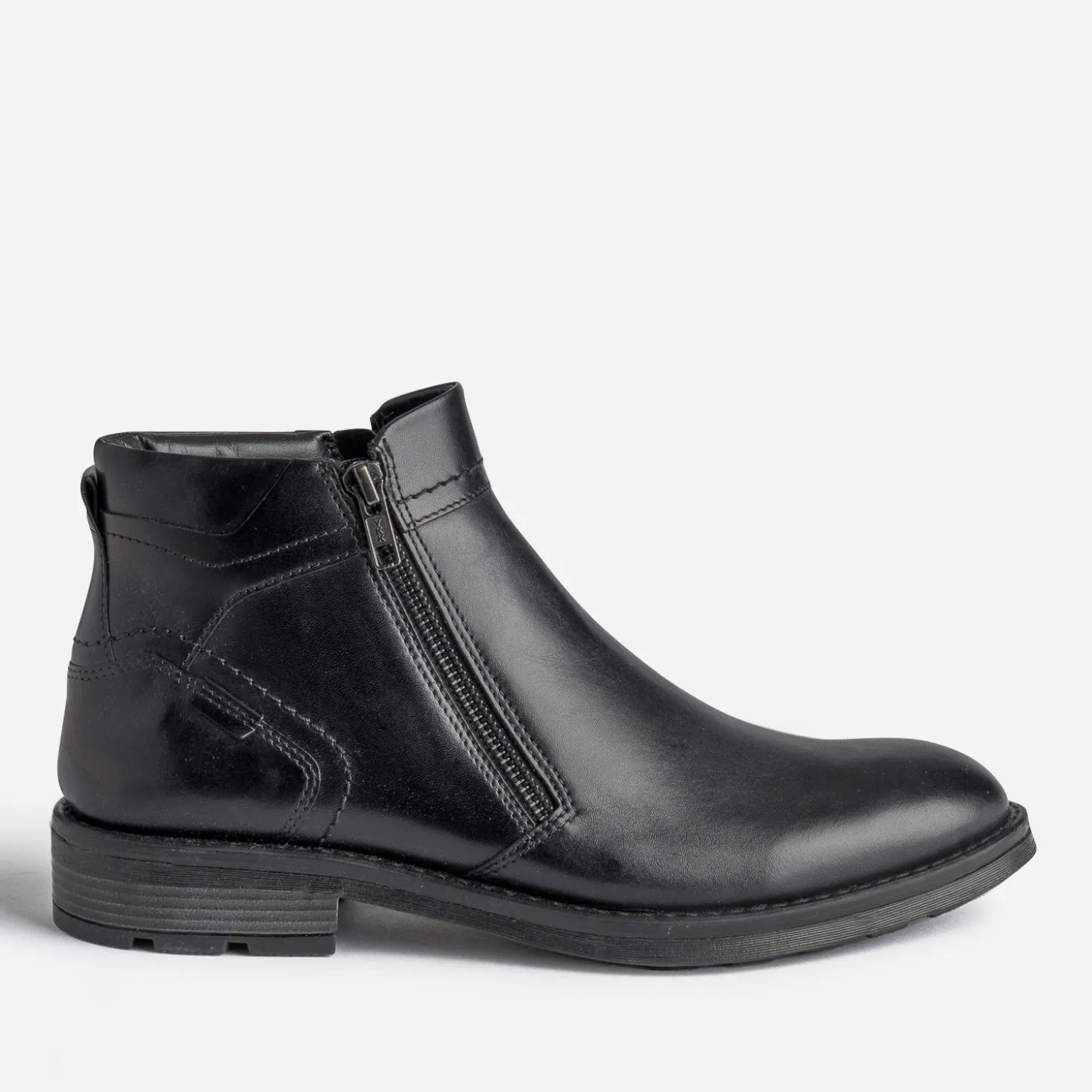 Boots noir en cuir à double zip