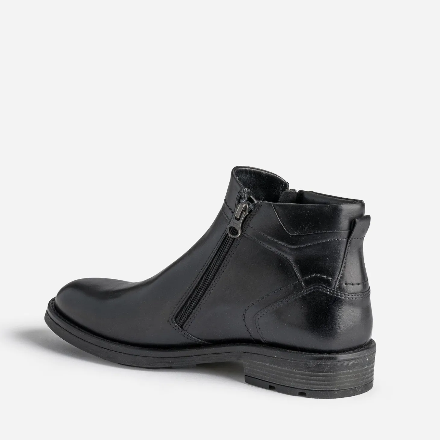 Boots noir en cuir à double zip