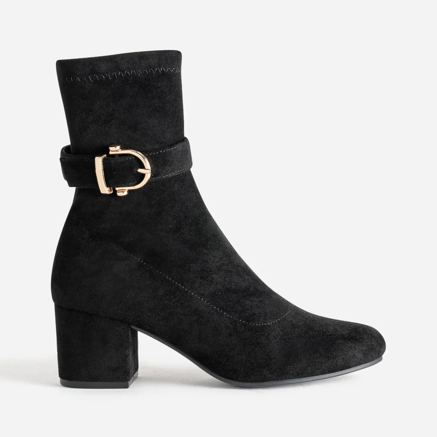 Boots noir suédé détail boucle
