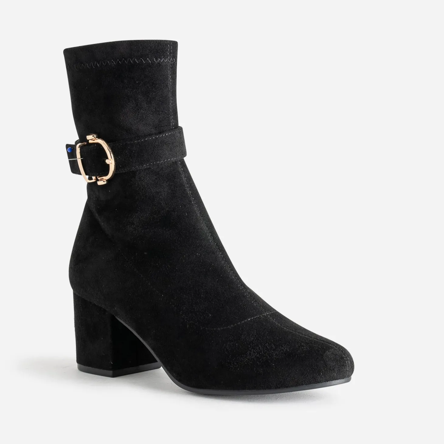 Boots noir suédé détail boucle
