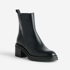 Boots TEXTO noir en cuir semelle crantée