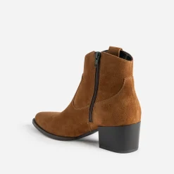 Boots Western TEXTO cognac cuir velours