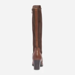 Botte à talon CAPRICE cognac en cuir et textile