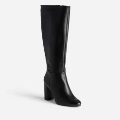 Botte à talon noire en cuir