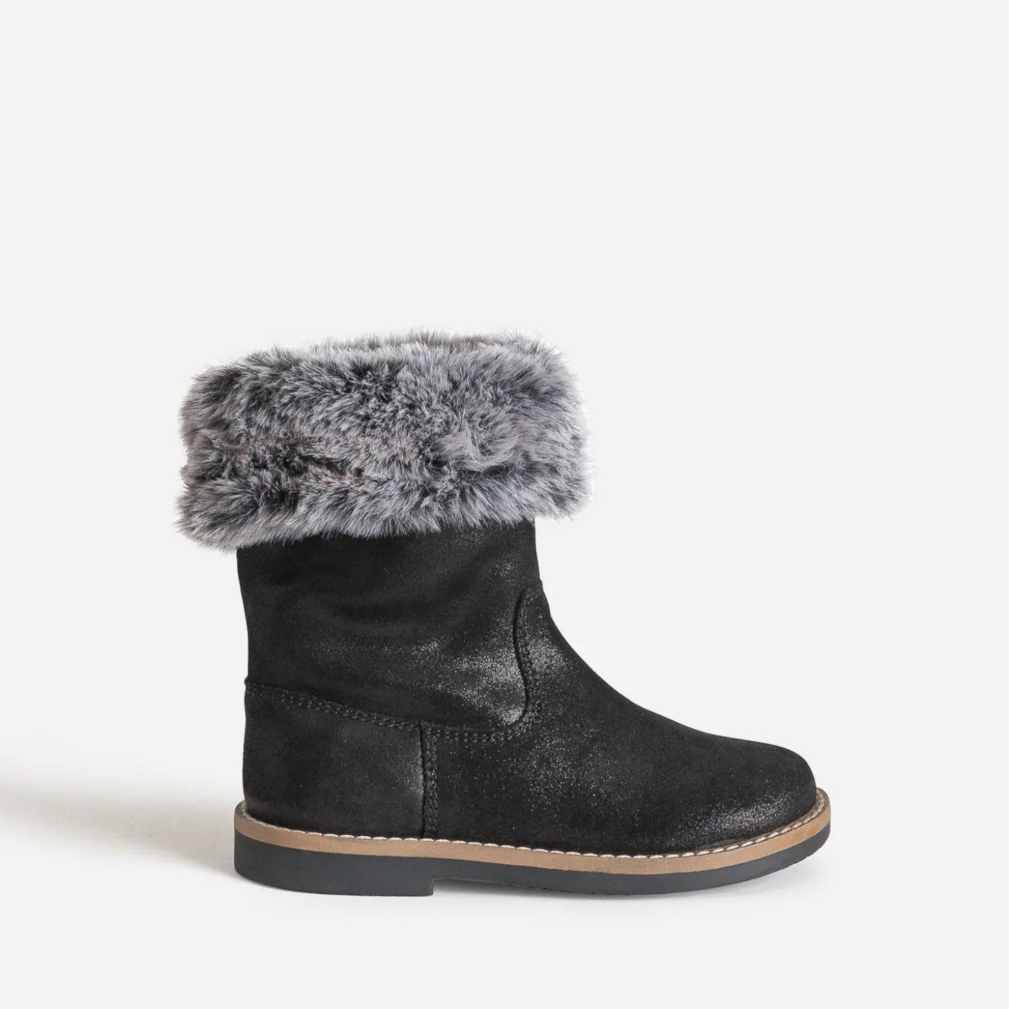 Botte BUGGY noire cuir velours tige fourrée