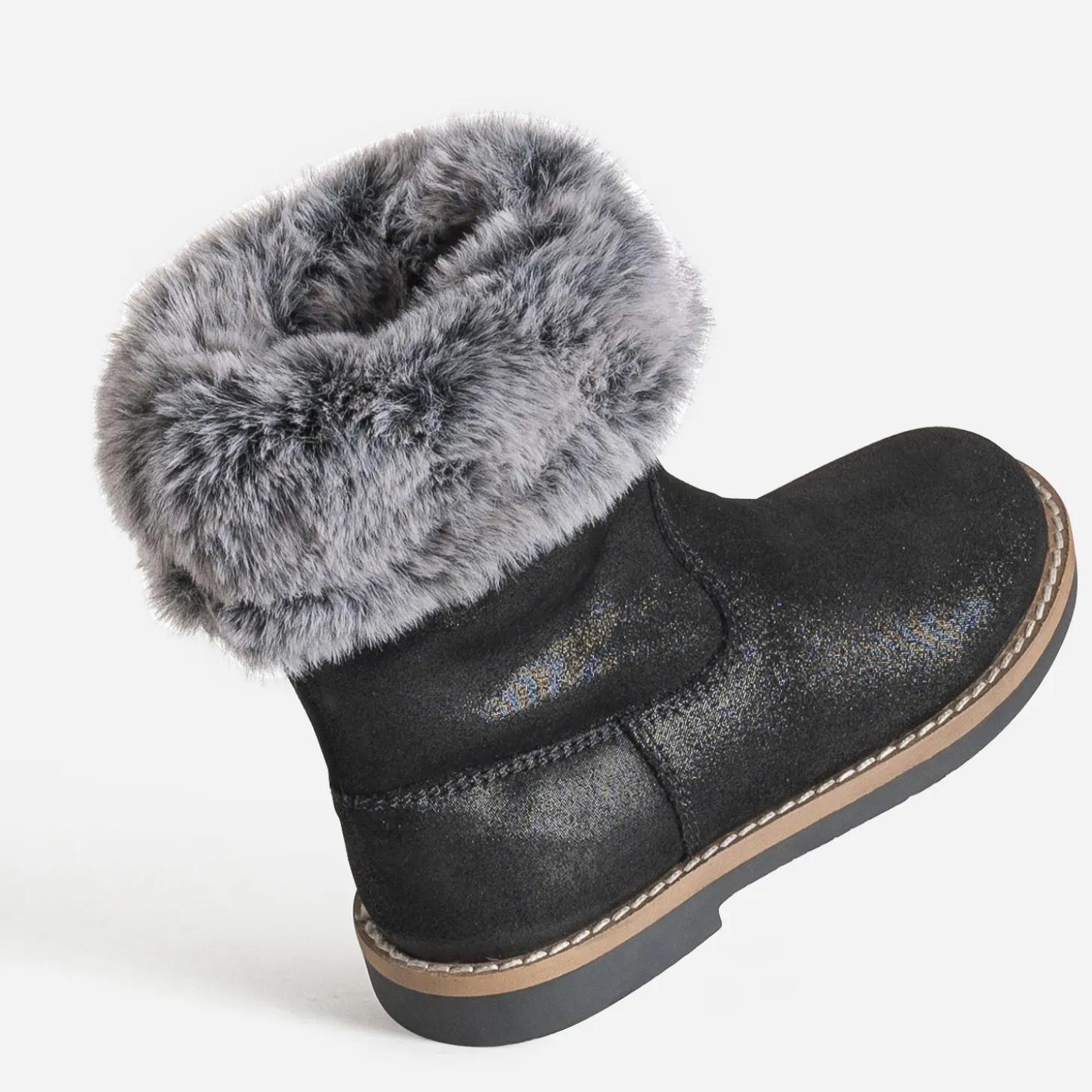 Botte BUGGY noire cuir velours tige fourrée