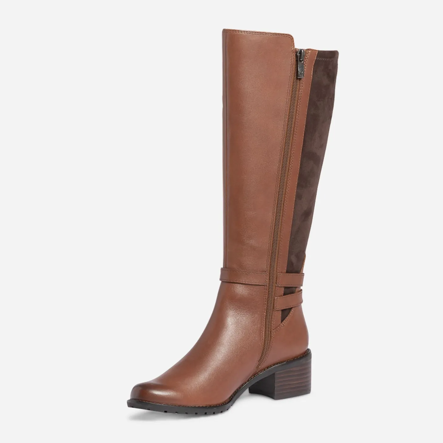 Botte CAPRICE cognac bi matière à double bride