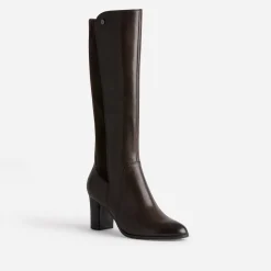 Botte CAPRICE marron en cuir bi matière