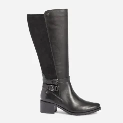 Botte CAPRICE noire bi matière à double bride