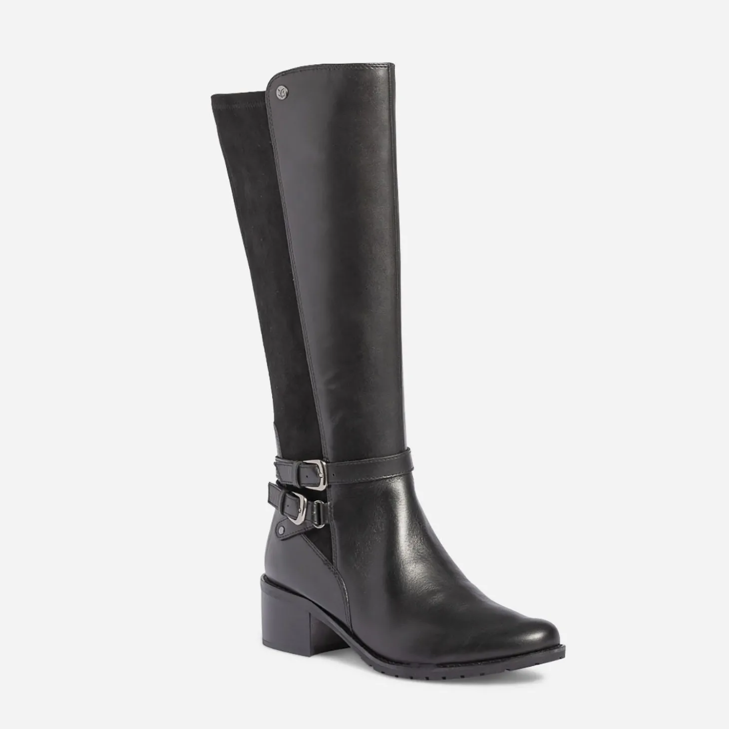 Botte CAPRICE noire bi matière à double bride