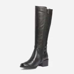 Botte CAPRICE noire bi matière à double bride