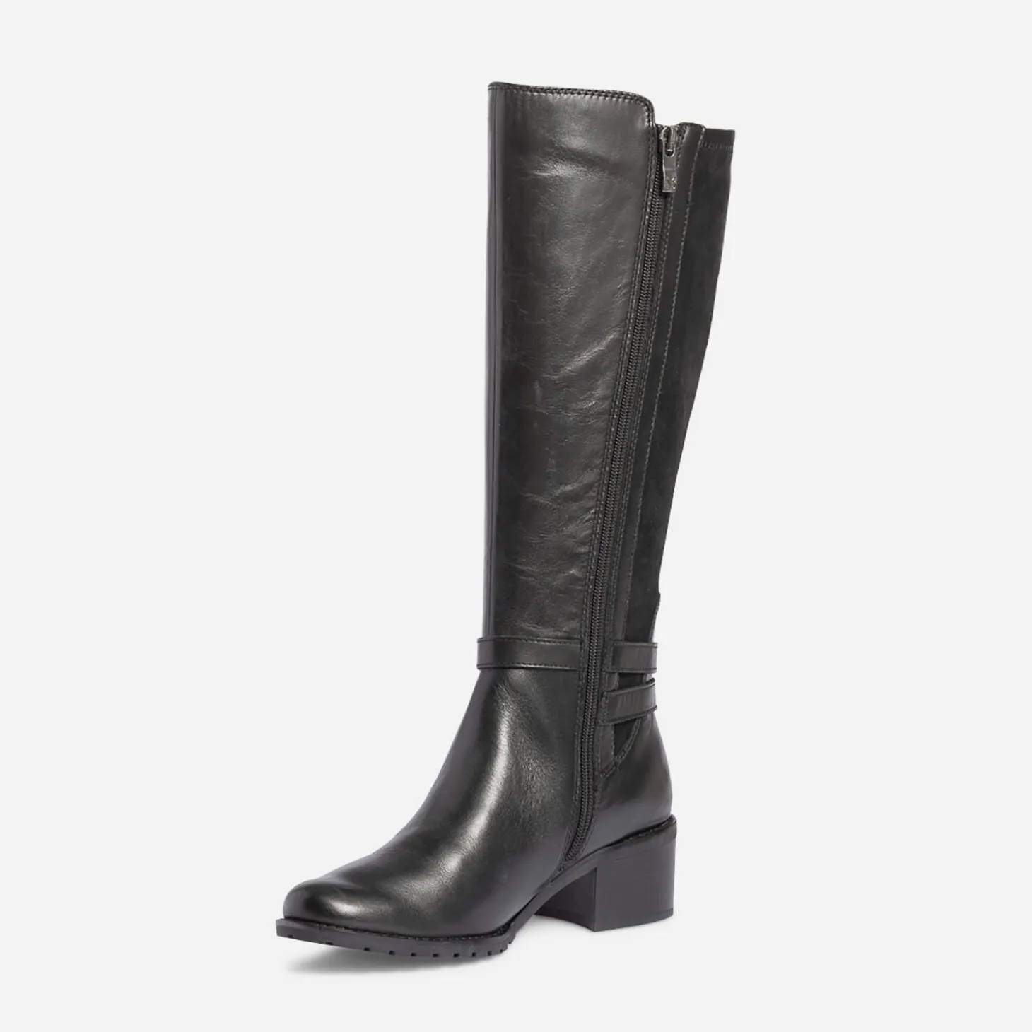 Botte CAPRICE noire bi matière à double bride