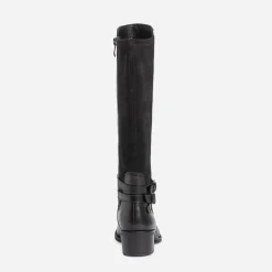 Botte CAPRICE noire bi matière à double bride