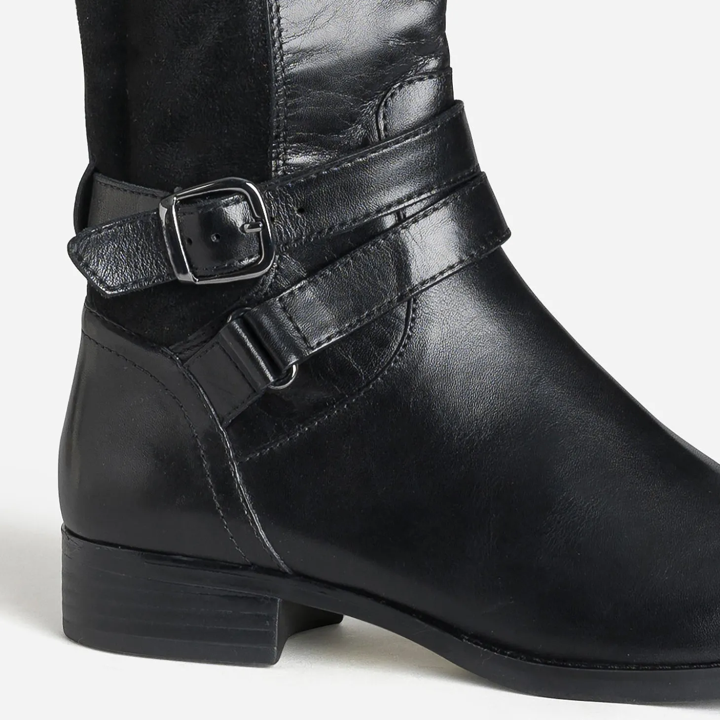 Botte CAPRICE noire bi-matière double bride