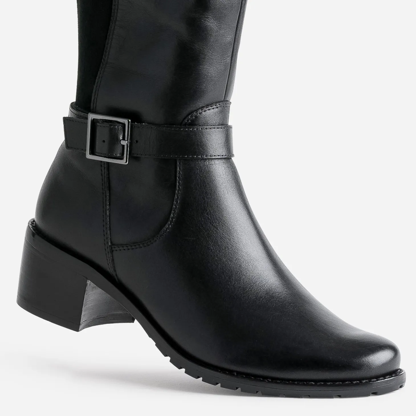 Botte CAPRICE noire cuir bi matière