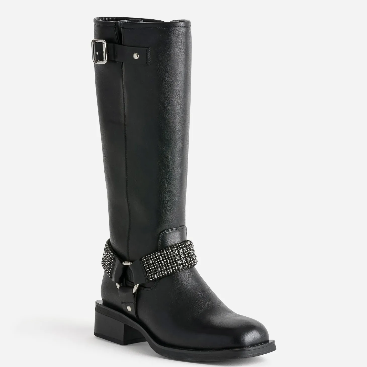 Botte de motard TEXTO noire bride à strass