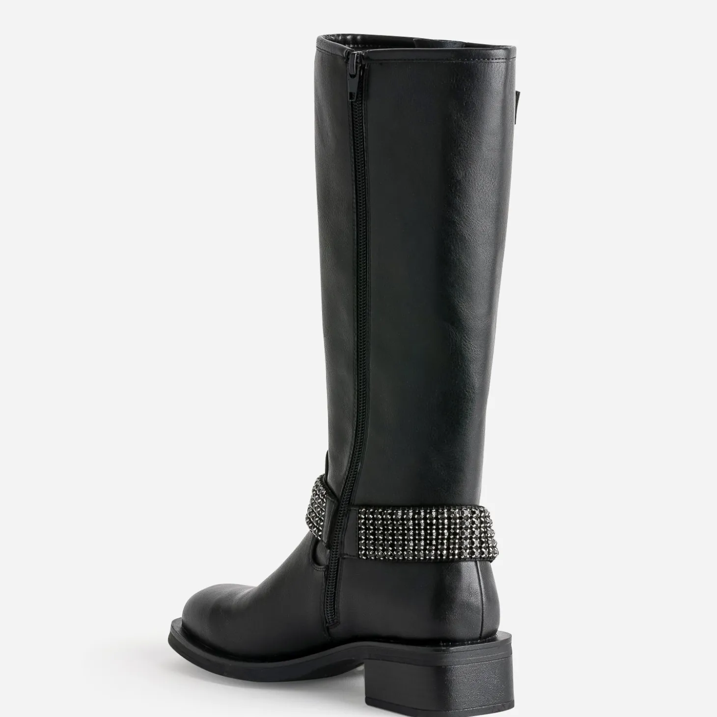 Botte de motard TEXTO noire bride à strass