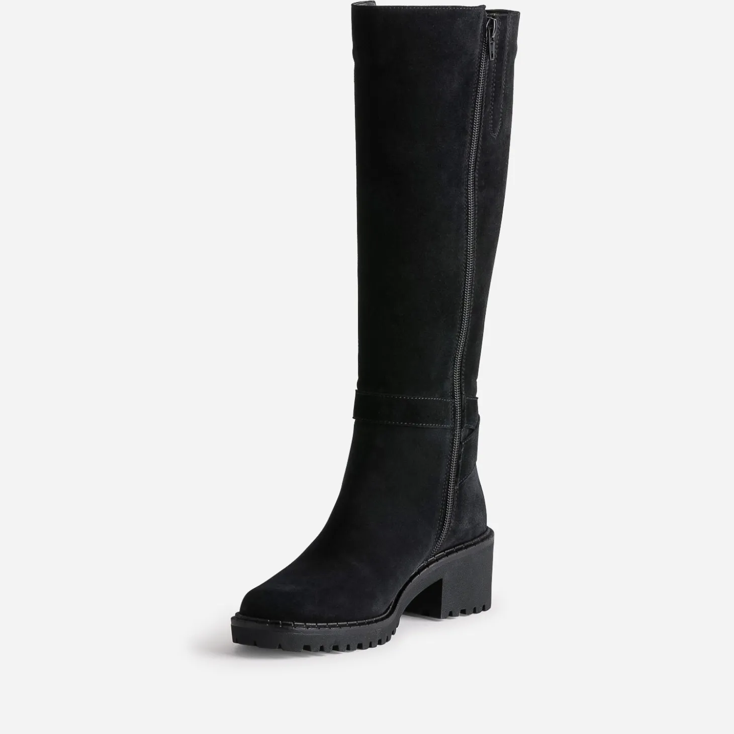 Botte esprit motard noire cuir velours