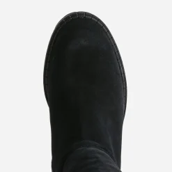 Botte esprit motard noire cuir velours