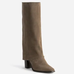 Botte fourreau TEXTO taupe cuir velours