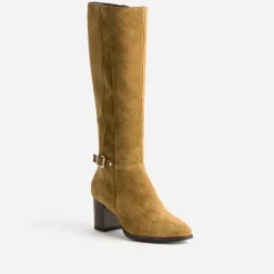 Botte marron clair en cuir velours