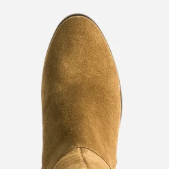Botte marron clair en cuir velours
