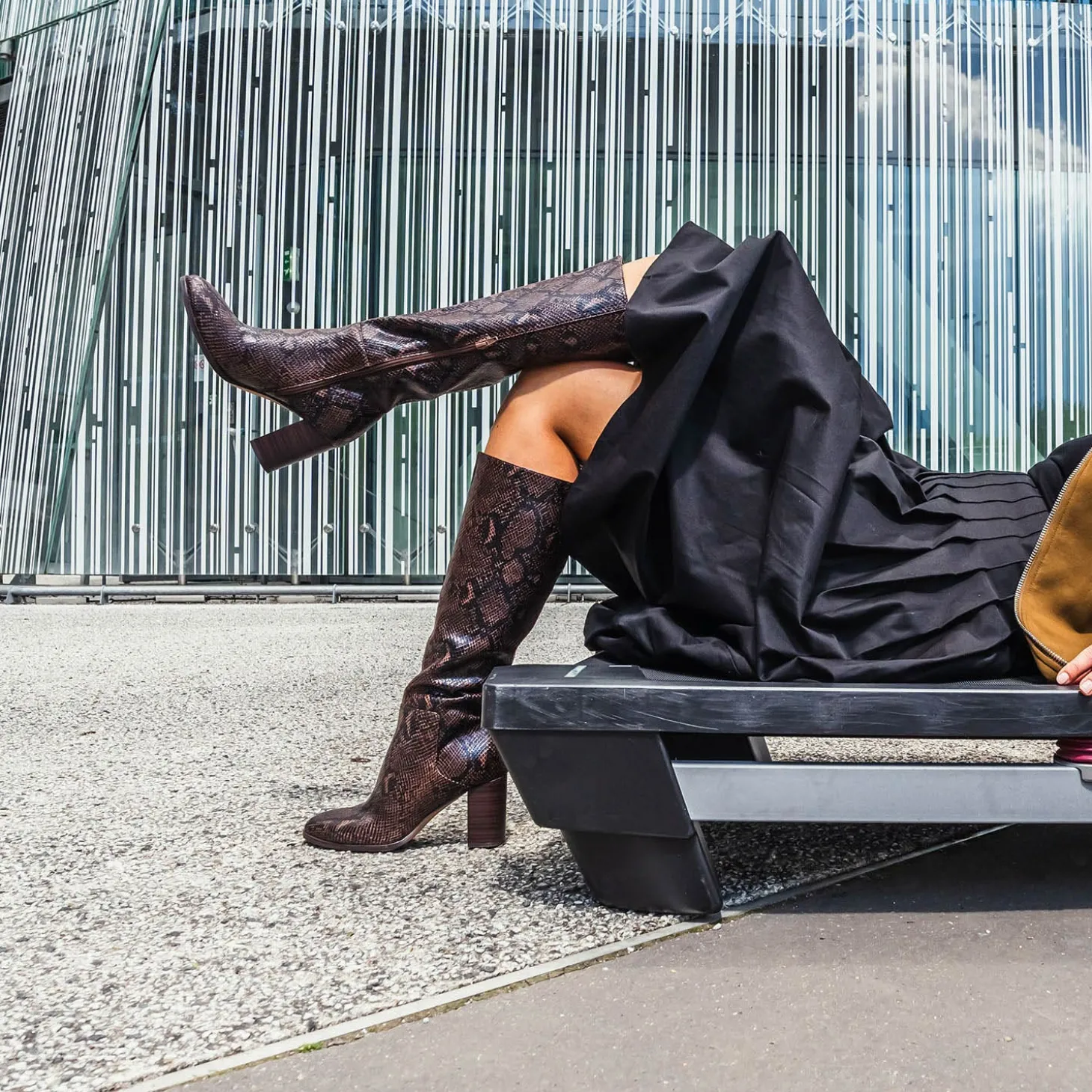 Botte marron effet python