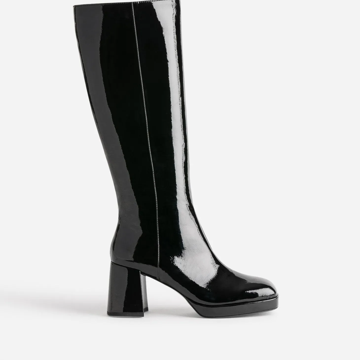 Botte noire éco-conçue vernie à bout carré