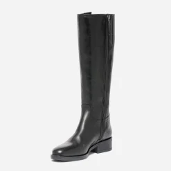 Botte noire en cuir à double boucle